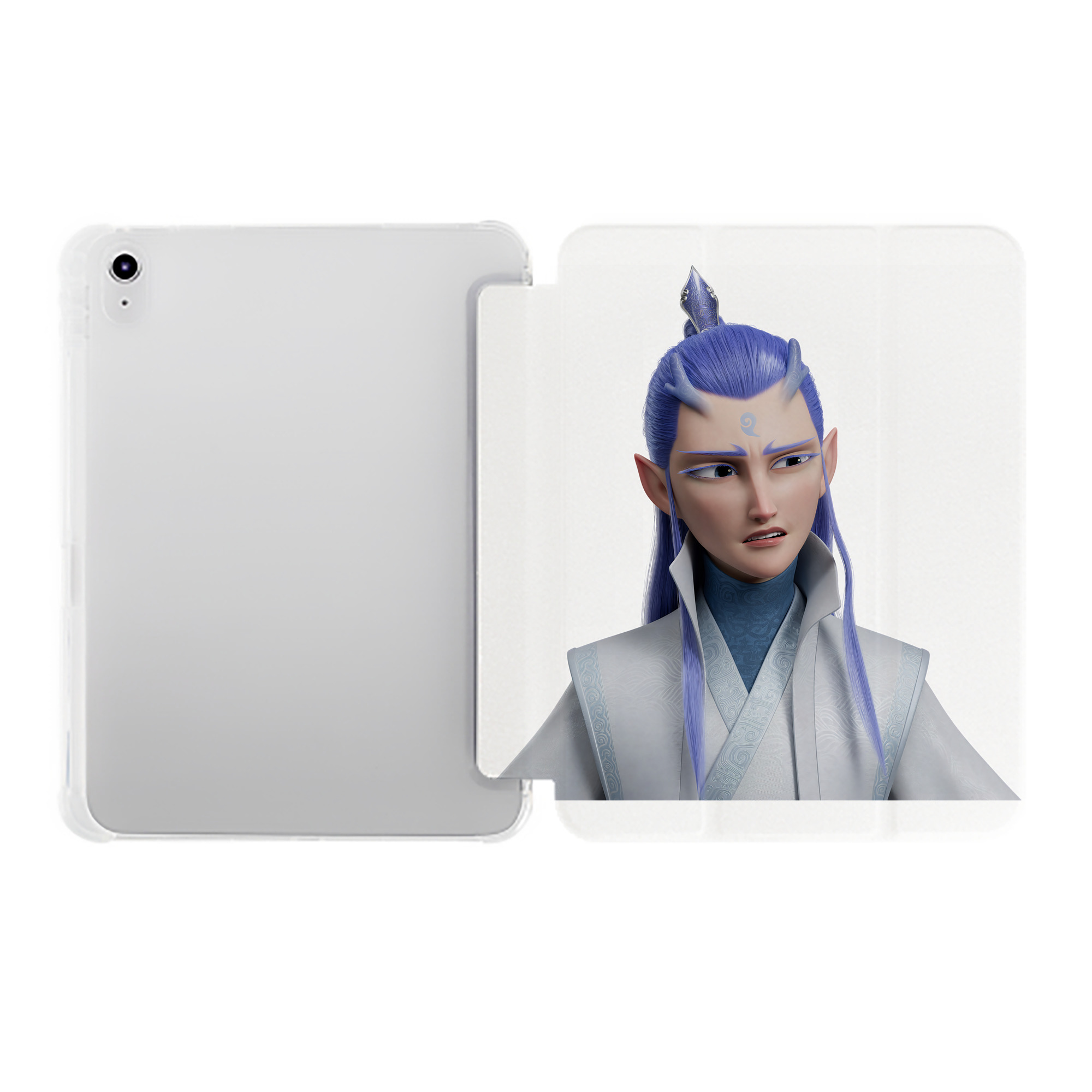 （画像用） Ne Zha 2 ナタ 魔童の大暴れ IPad ケース ペン収納付き 三つ折りスタンド PUレザー×シリコン 対応機種9.5/10.5/10.9インチ